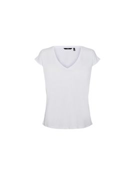 Camiseta vero moda fillis v-neck bright white mujer