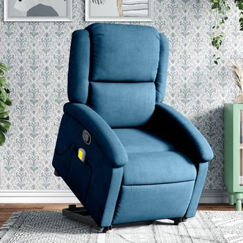 vidaXL Sillón reclinable de masaje elevable terciopelo azul