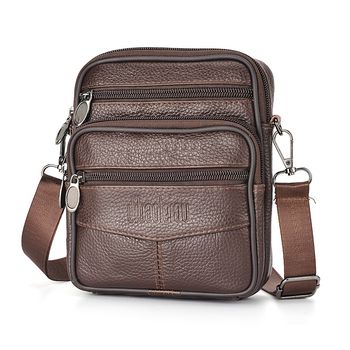 Bolso de hombro multifuncional de cuero genuino para hombre, nuevo, vertical, de moda, maletín casual de viaje