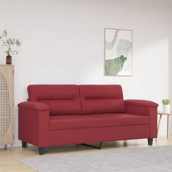 vidaXL Sofá de 2 plazas de cuero sintético rojo vino 140 cm