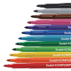 Swash KOMFIGRIP Colouring Pen Broad Tip Assorted (12 Pack)