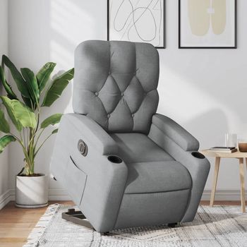 vidaXL Sillón eléctrico reclinable elevable de tela gris claro