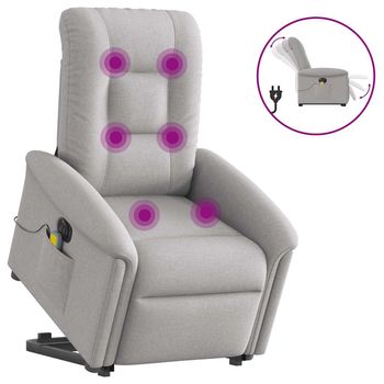 vidaXL Sillón de masaje eléctrico reclinable elevable tela gris nube