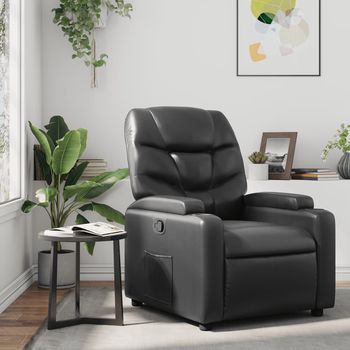 vidaXL Sillón reclinable de cuero sintético negro