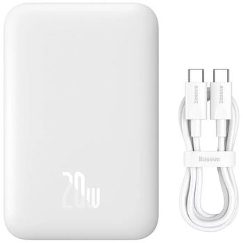 Baseus Mini Air PowerBank Inalámbrico MagSafe 20W USB-C 6000mAh Blanco