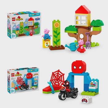 LEGO DUPLO Jardín y Casa del Árbol de Peppa Pig Juguete 10431 + LEGO DUPLO Marvel Aventura en Moto