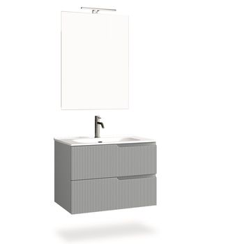 Mueble de baño de 4 piezas en mdf gris mate