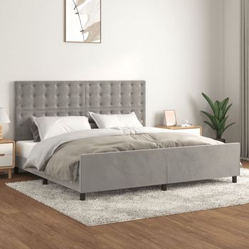 vidaXL Estructura de cama sin colchón terciopelo gris claro 200x200 cm