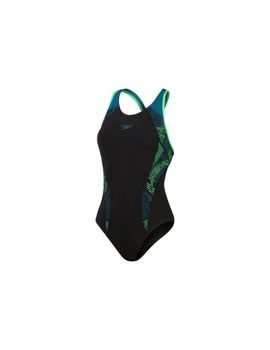 Bañador de natación speedo placement laneback mujer negro/teal