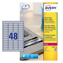 Avery Laser Labels 48 Per Sheet Silver [960 Labels] - L6009-20