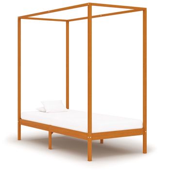 vidaXL Cama con dosel sin colchón madera maciza marrón miel 90x200 cm