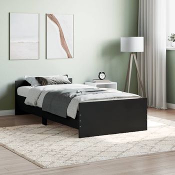 vidaXL Estructura de cama madera de ingeniería negra 90x190 cm