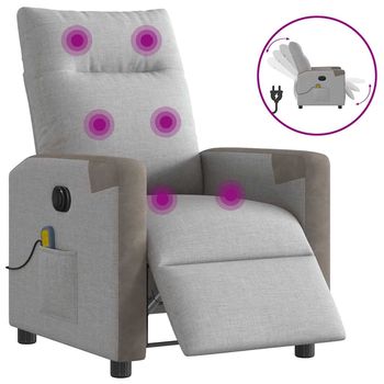 vidaXL Sillón reclinable de masaje eléctrico tela gris nube