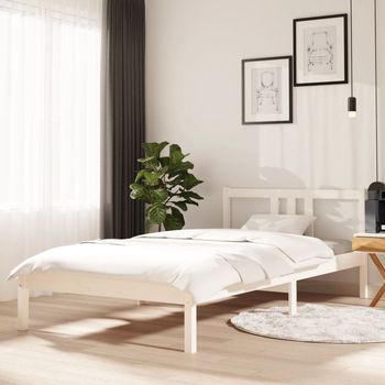 vidaXL Estructura de cama sin colchón madera maciza blanco 100x200 cm