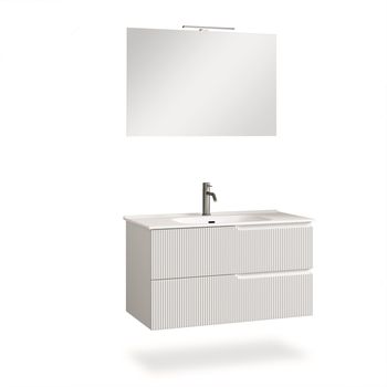 Mueble de baño de 4 piezas en mdf blanco mate