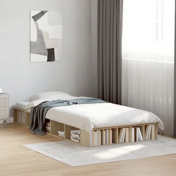 vidaXL Estructura de cama madera de ingeniería roble Sonoma 75x190 cm