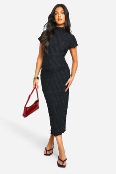 Vestido Premamá Midaxi Ajustado Texturizado De Jacquard, Negro