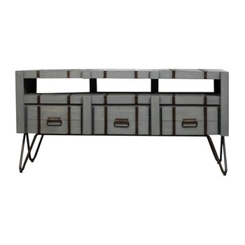 Mueble doble para cuarto de baño de mindi y metal 160 cm gris