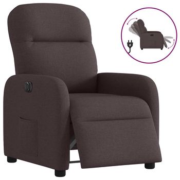 vidaXL Sillón reclinable eléctrico tela marrón oscuro