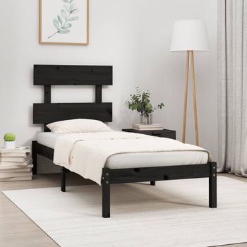 vidaXL Estructura de cama madera maciza negro 100x200 cm