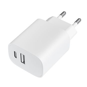 Leotec Cargador de Pared Doble USB-C PD/USB 2.0 20W Blanco