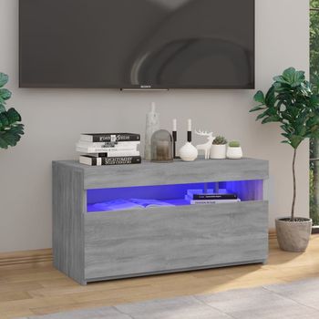 vidaXL Mueble de TV con luces LED gris Sonoma 75x35x40 cm