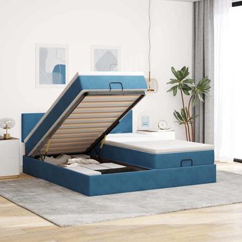 vidaXL Estructura de cama otomana colchones terciopelo azul oscuro