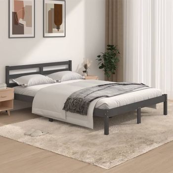 vidaXL Estructura de cama doble sin colchón gris 135x190 cm