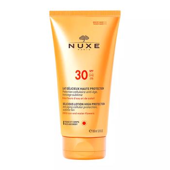 Nuxe Protector Solar Facial Leche Solar Fundente Alta Protección SPF30 rostro y cuerpo, NUXE Sun