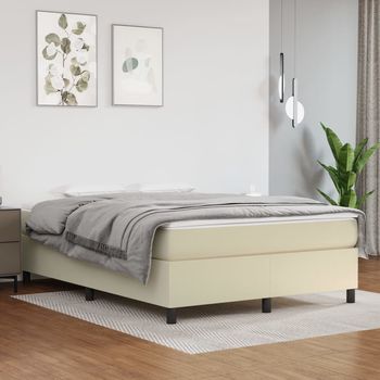 vidaXL Estructura de cama sin colchón cuero sintético crema 140x200 cm