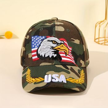 Gorra de béisbol bordada con águila de EE. UU. Gorra de papá táctica de camuflaje con visera ajustable Gorras de sol unisex