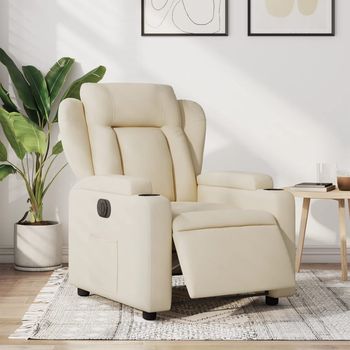 vidaXL Sillón reclinable eléctrico de tela crema