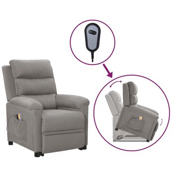 vidaXL Sillón de masaje elevable tela gris claro