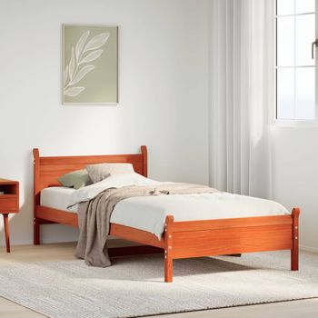 vidaXL Cama sin colchón madera maciza de pino marrón cera 100x200 cm