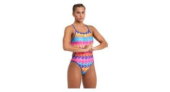 Banador de  p una pieza  p arena challenge back reversible multicolor para mujer