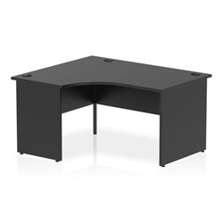 Impulse 1400mm Left Crescent Office Desk Black Top Panel End Leg