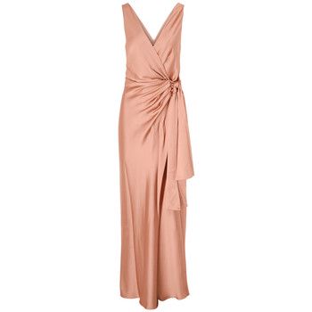 Pinko Vestidos Vestido largo de satén rosa salmón para mujer