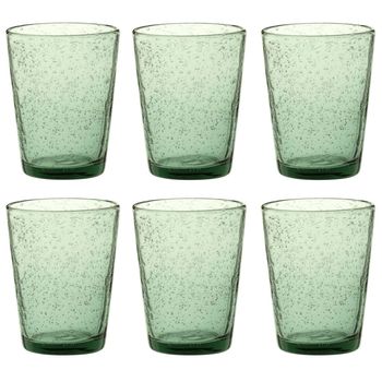 Vaso de cristal verde con burbujas