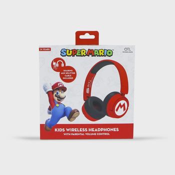 AURICULARES INFANTILES INALÁMBRICOS SUPER MARIO LOGO BLUETOOTH PLEGABLES