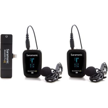 Saramonic Blink500 ProX B4 Sistema de Micrófono Inalámbrico para 2 Personas con Lavaliers y Receptor Lightning