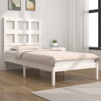 vidaXL Estructura de cama sin colchón madera maciza blanca 90x190 cm