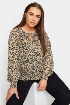 Yours Blusa Beige De Leopardo, Mujer Curvy Y Tallas Grandes, Yours