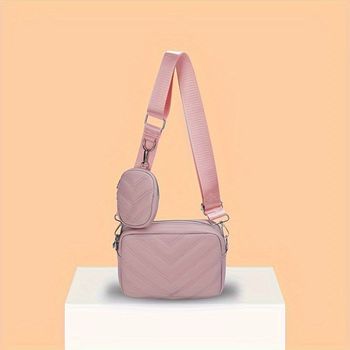 Mini Bolso De Hombro Cruzado Con Relieve, Bolso Texturizado, Clásico Bolso De Hombro Versátil