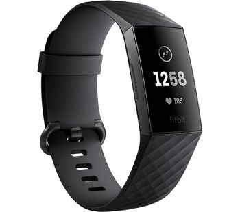 FITBIT Charge 3 - Black & Graphite, Universal, Black