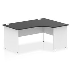 Impulse 1600 RH Crescent Desk Black Top White Panel End Leg