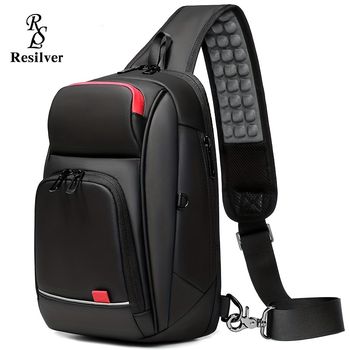 Bolso de pecho de gran capacidad para hombres Resilver, bolso de hombro de negocios, bolso cruzado casual impermeable para deportes