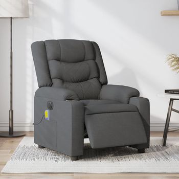 vidaXL Sillón reclinable de masaje eléctrico tela gris oscuro