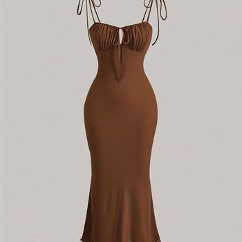 Vestido corto con abertura y fruncido, elegante vestido camisola sin mangas para primavera y verano, ropa de mujer para vestir de fiesta.