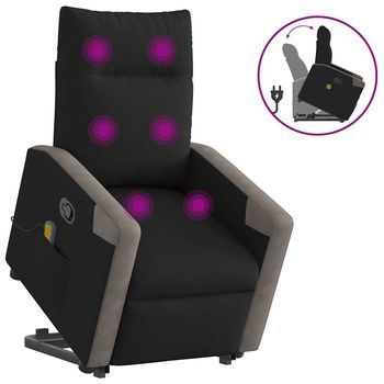 vidaXL Sillón reclinable de masaje elevable tela negro