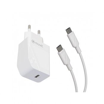 Muvit Pack Cargador USB-C + Cable USB-C 20W 1m Blanco